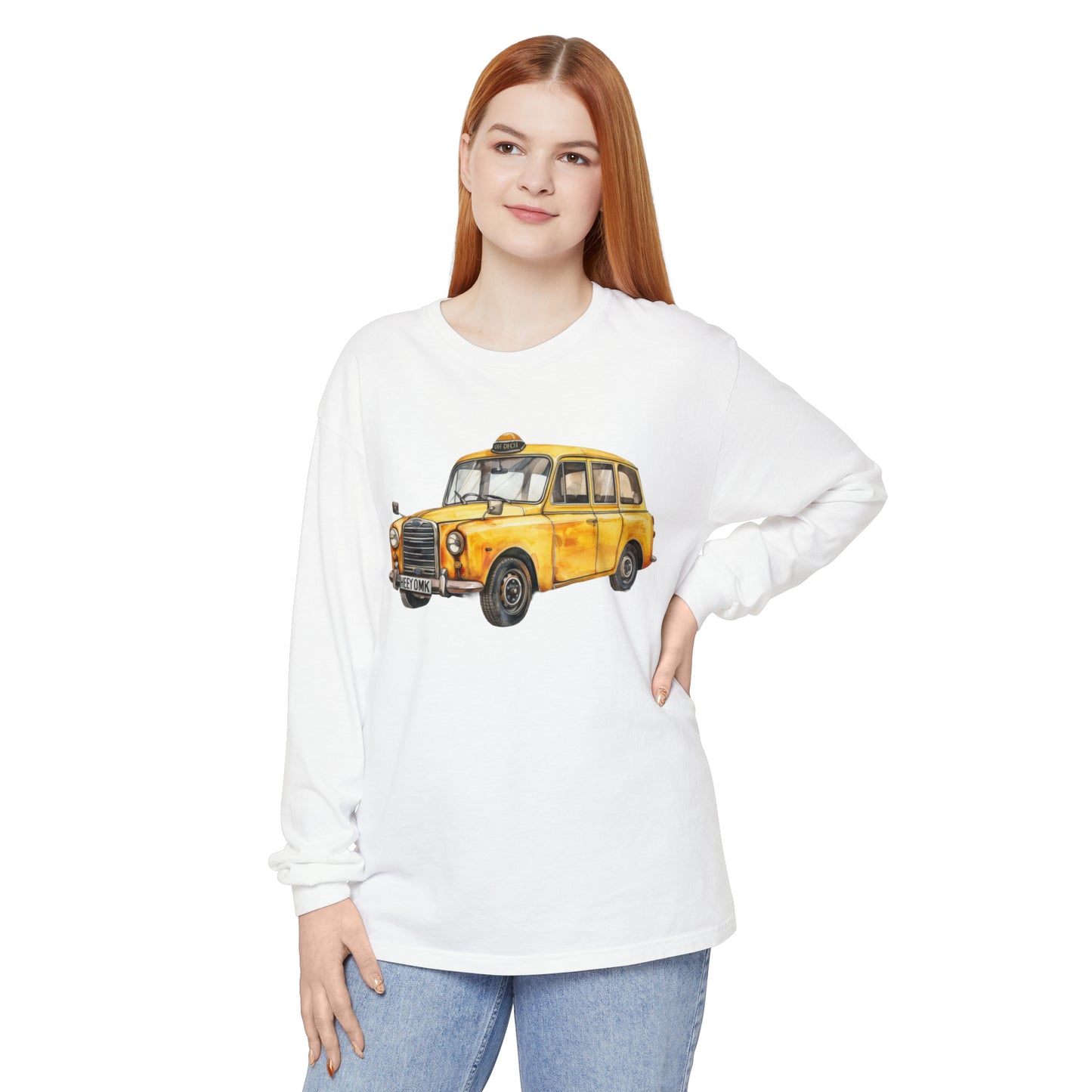 Unisex Garment-dyed Long Sleeve T-Shirt - Trendy British Vintage Car