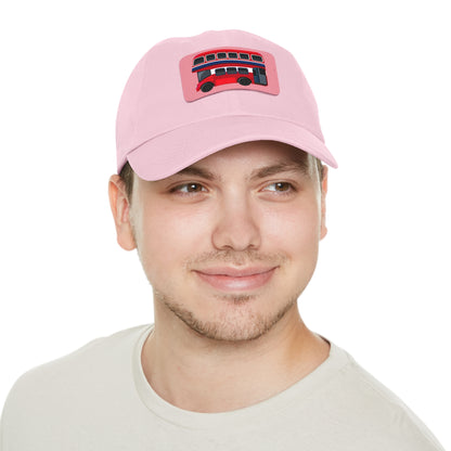 Double Decker bus Dad Hat with Leather Patch (Rectangle)