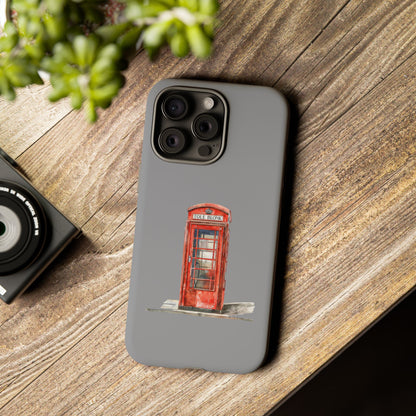 Red Phone Booth Phone Case, Vintage Style Case, Tough Cases for Gifts, Quirky Phone Accessories, Travel Lover's Gift