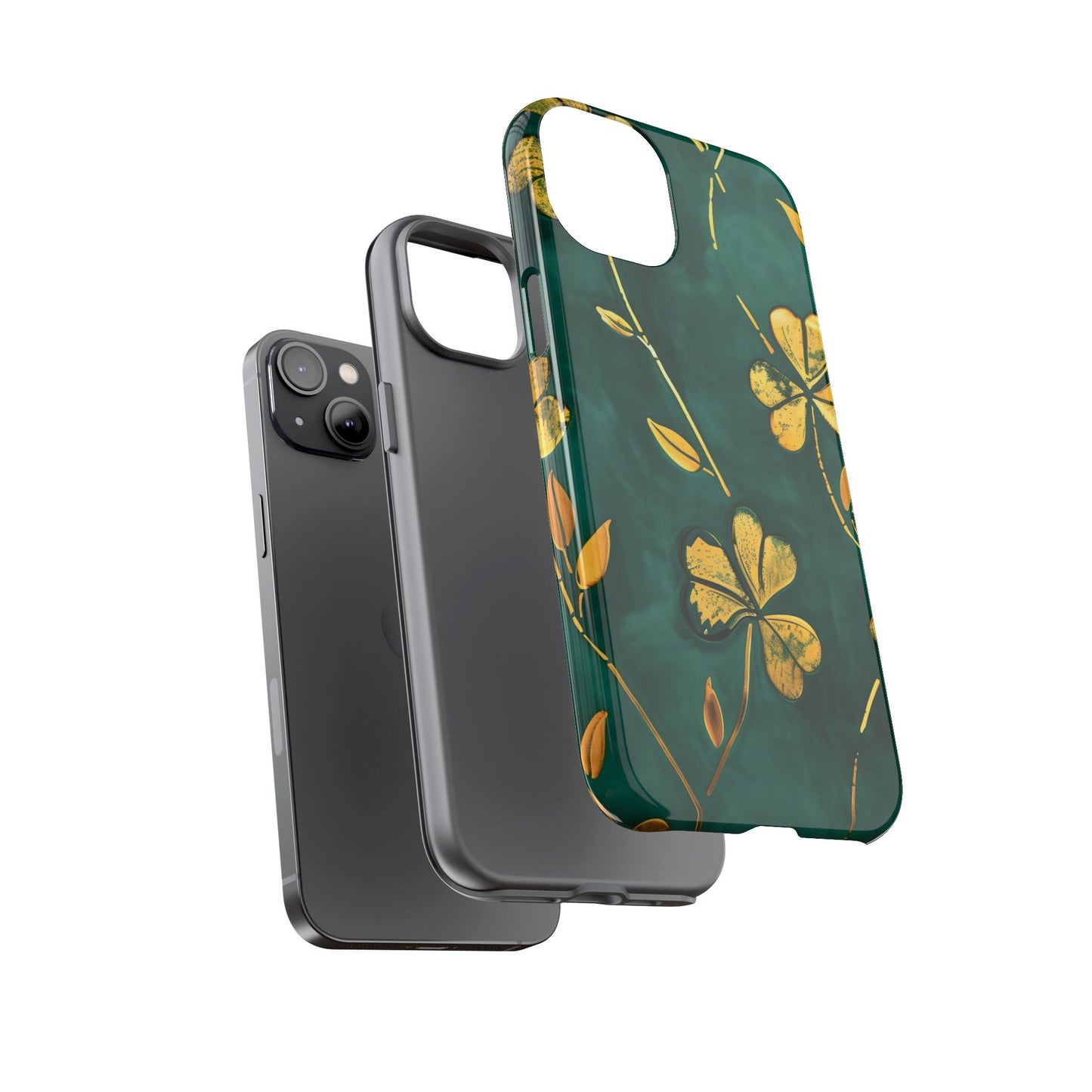 Floral Phone Case with Gold Accents, Tough Phone Cover, Stylish Phone Protector, Unique Gift for Her, Nature Lover Accessory
