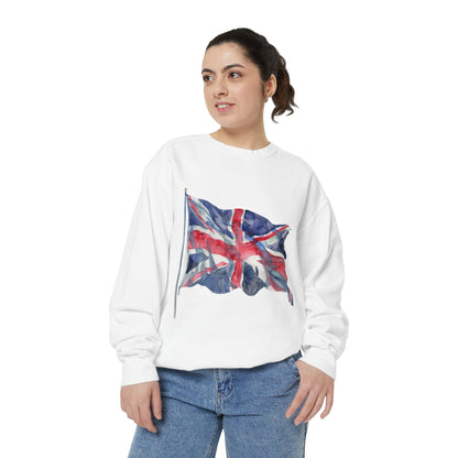 Unisex Garment-Dyed Sweatshirt - Classic UK Flag Design - Union Jack Symbol