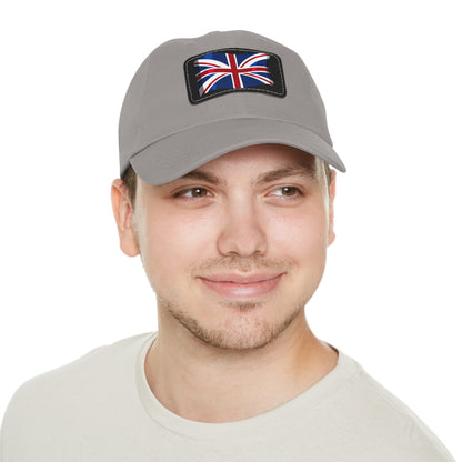 Union Jack Leather Patch Dad Hat, Casual Cap, Gift for Father's Day, British Flag Hat for Men, Stylish Outdoor Hat