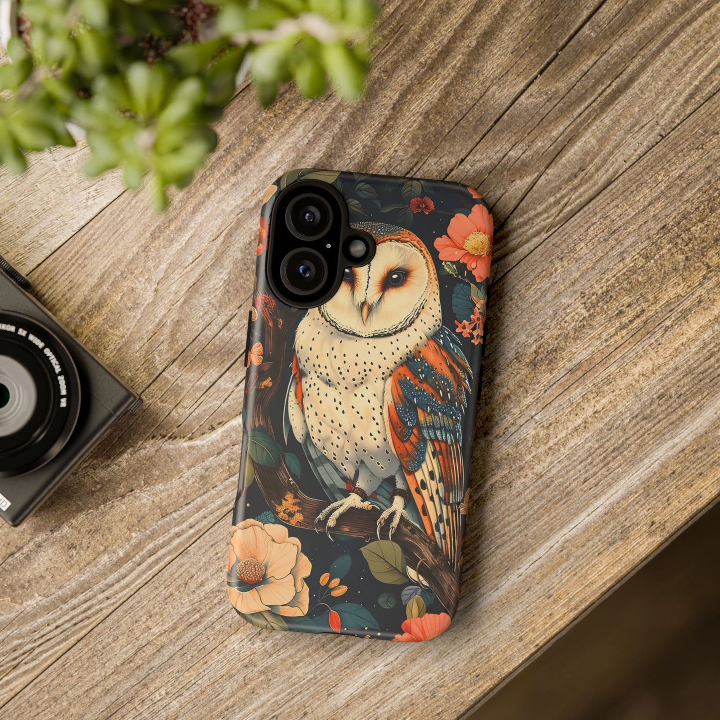 Owl Floral Phone Case - Tough Cases, Nature Lover Gift, Cute Protection, Floral Design, Bird Aesthetic, Animal Lover