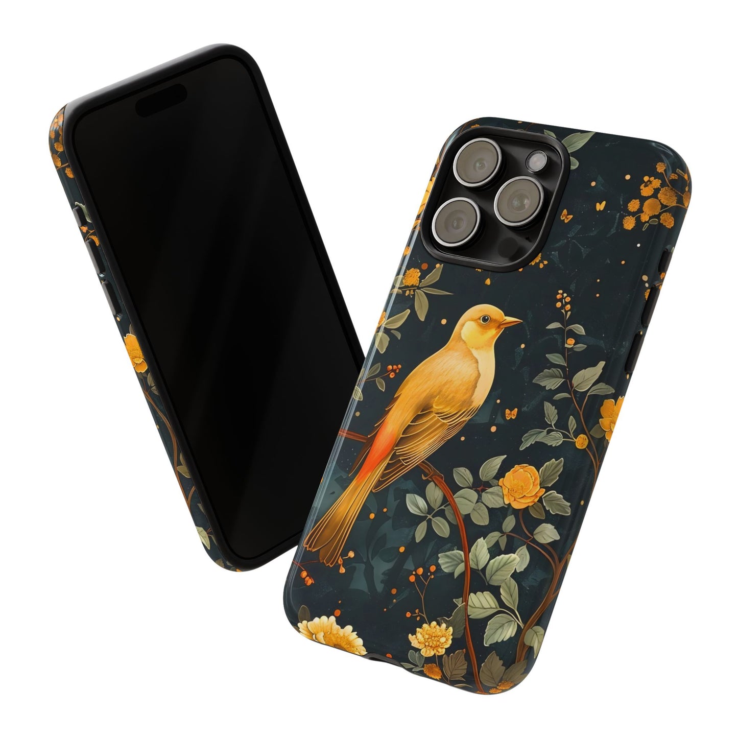Floral Phone Case, Tough Cases with Bird Design, Nature Lover Gift, Stylish Protection, Birthday Present, Floral Phone Cover