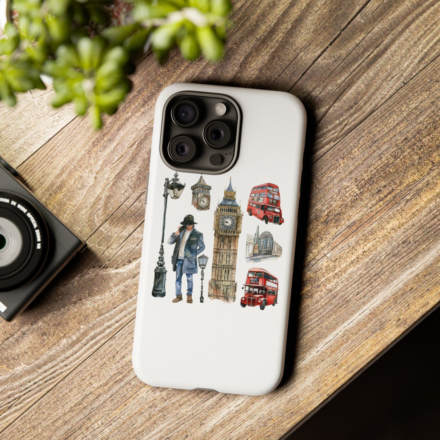 London Iconic Design Phone Case, Tough Cases, Gift for Travelers, London Souvenir, London Icons, Red Bus Phone Case