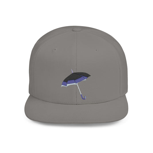 Black Asthetic British Umbrella Flat Bill Snapback