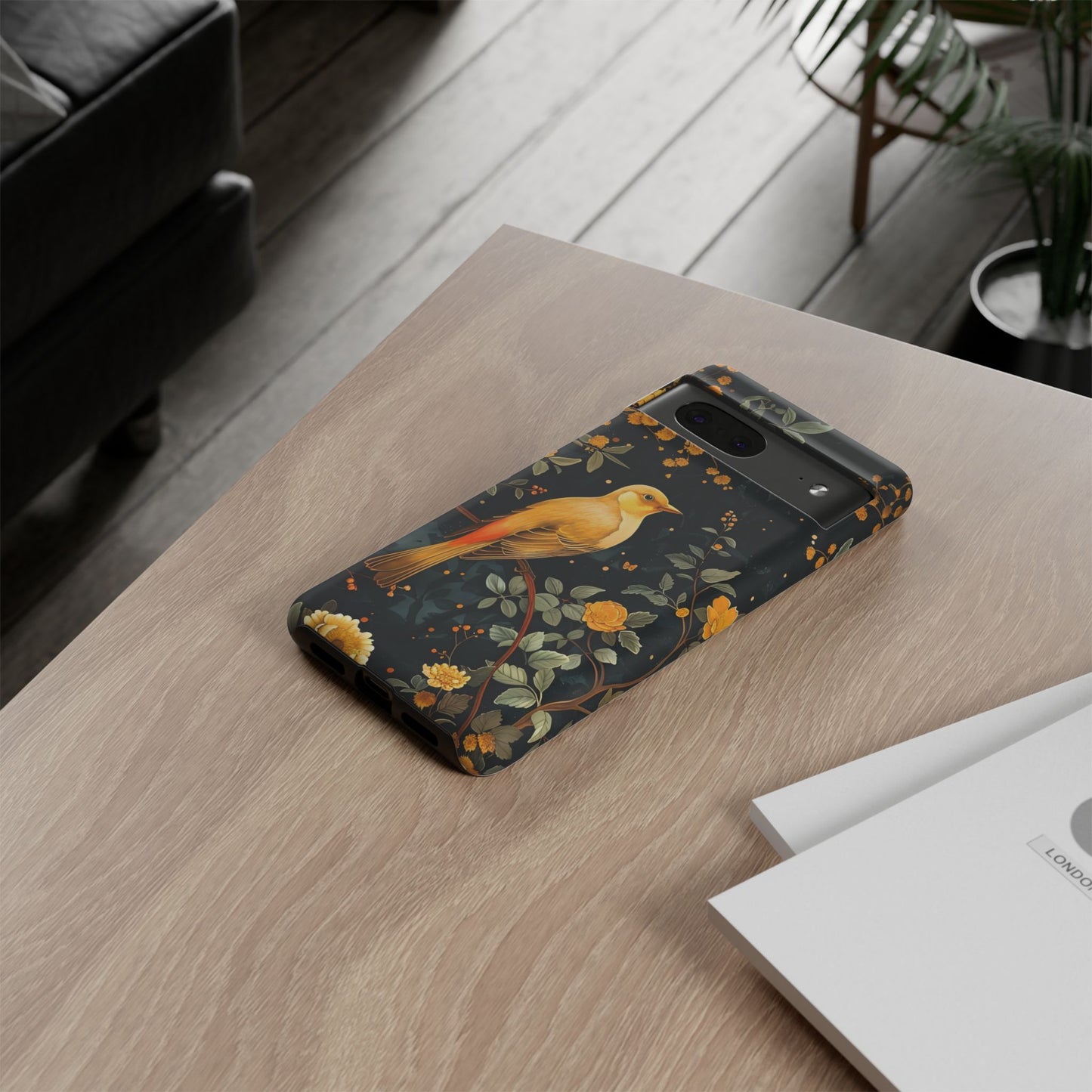 Floral Phone Case, Tough Cases with Bird Design, Nature Lover Gift, Stylish Protection, Birthday Present, Floral Phone Cover