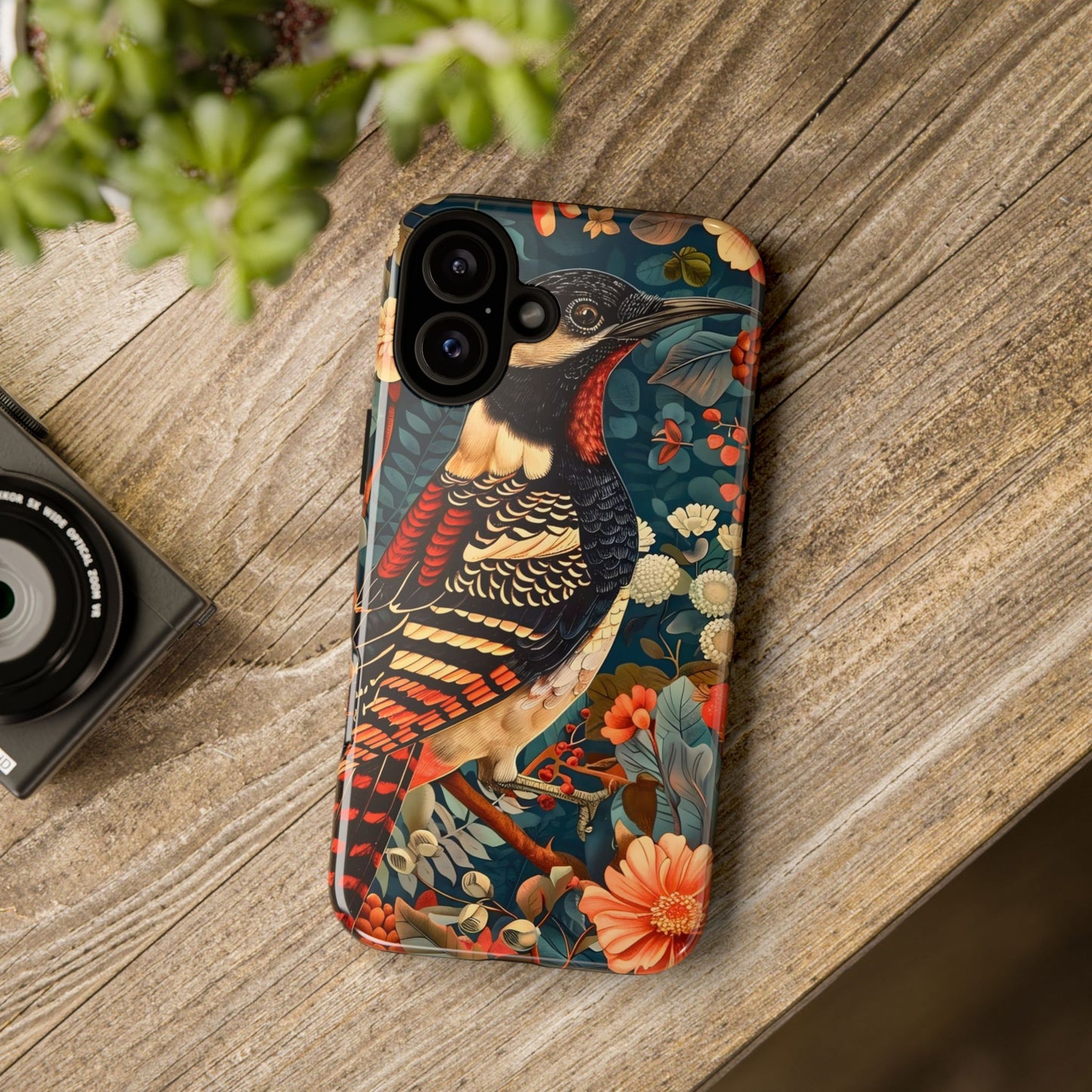 Nature-Inspired Phone Case with Floral Art, Tough Phone Cover, Protective Case, Gift for Nature Lovers, Unique Phone Accessory