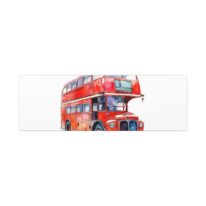 London Red Double-Decker Bus Art Canvas Print, Wall Decor for Travel Lovers, Home Office Gift, Unique Artwork for All Occasions