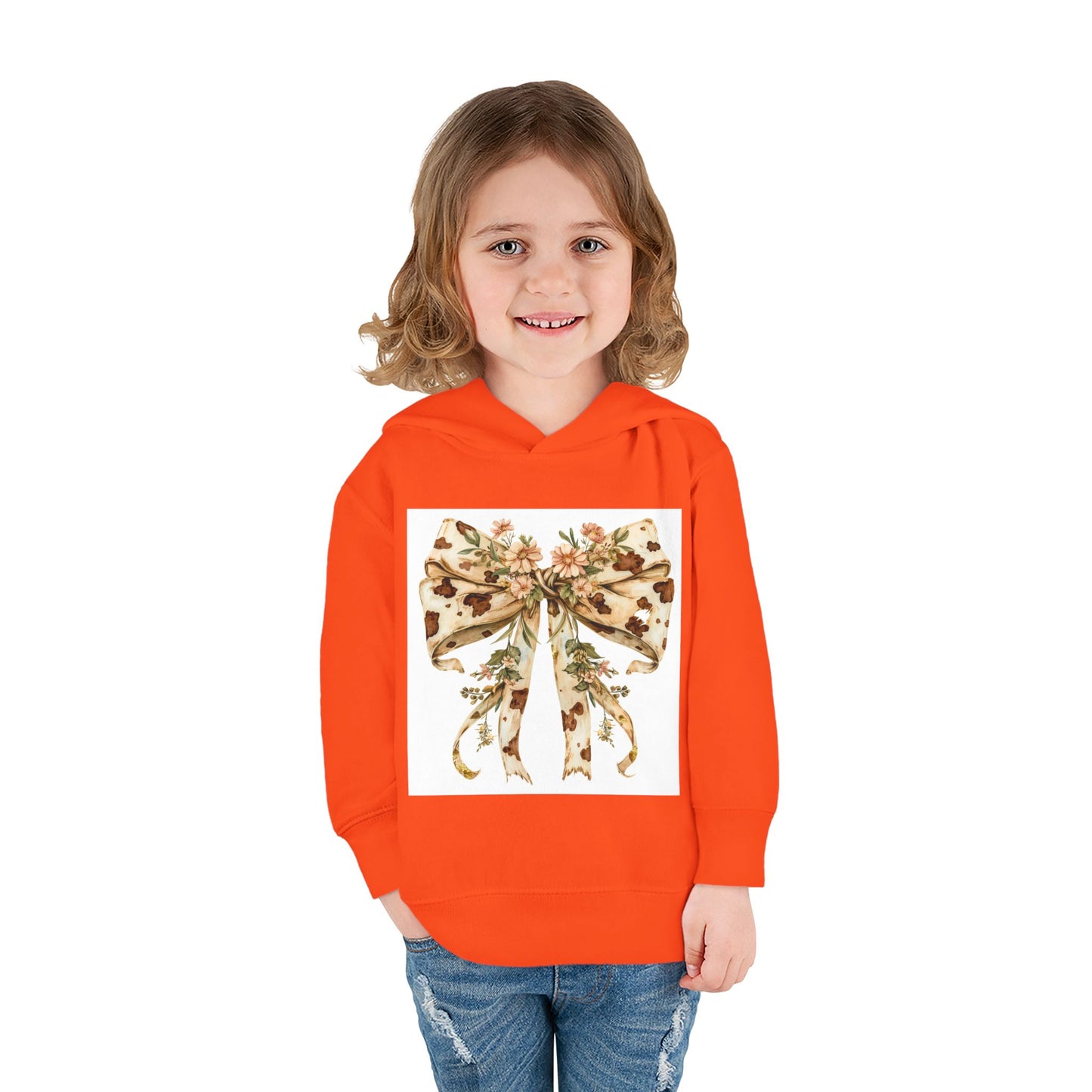 Flower Bow Toddler Pullover Fleece Hoodie - Cute & Cozy Gift for Kids