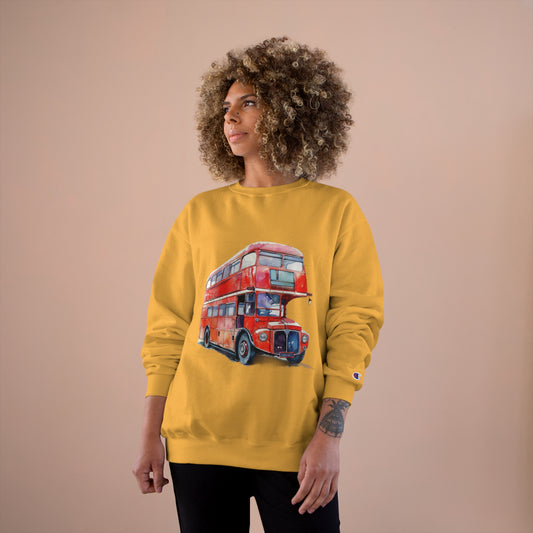 Champion Sweatshirt - London Transport English Bus - Iconic Red Double-Decker Design