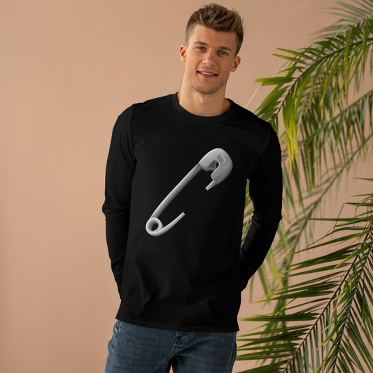 Men’s Base Longsleeve Tee - Minimalist Safety Pin Design
