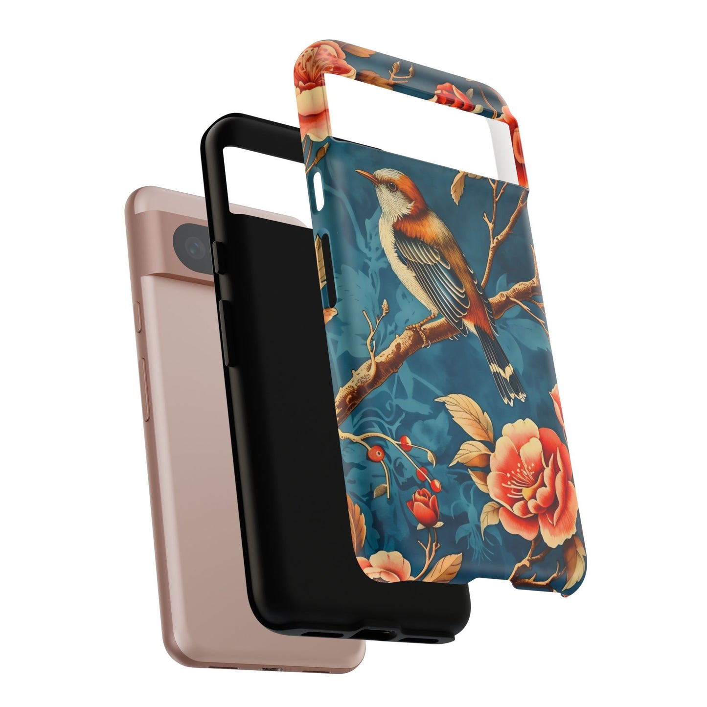 Bird & Floral Phone Case, Tough Cases for Nature Lovers, Gift for Her, Customizable Design, Vibrant Tech Accessories