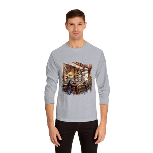 Unisex Classic Long Sleeve T-Shirt - London Pub Interior - Cozy British Tavern