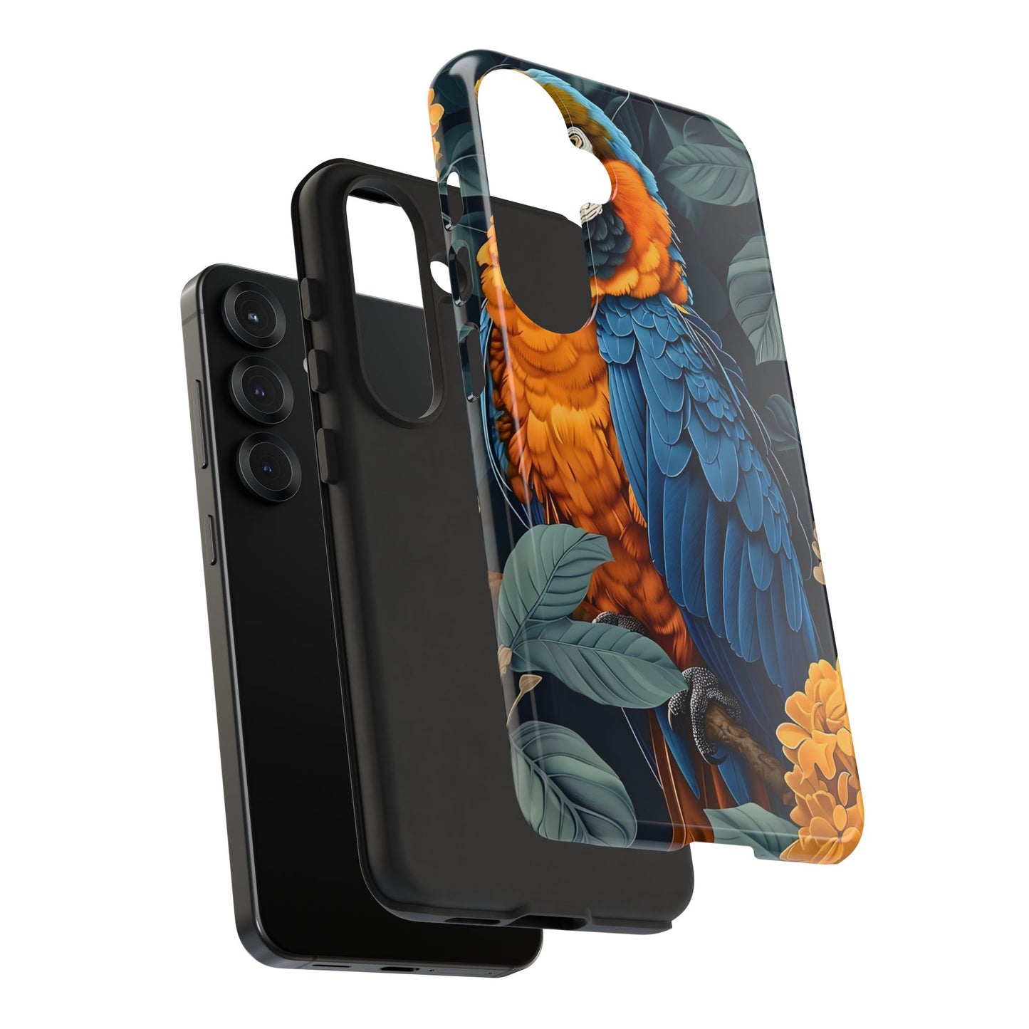 Tropical Parrot Phone Case - Tough Cases, Colorful Phone Cover, Nature Lover Gift, Floral Design, Bird Lover Accessory