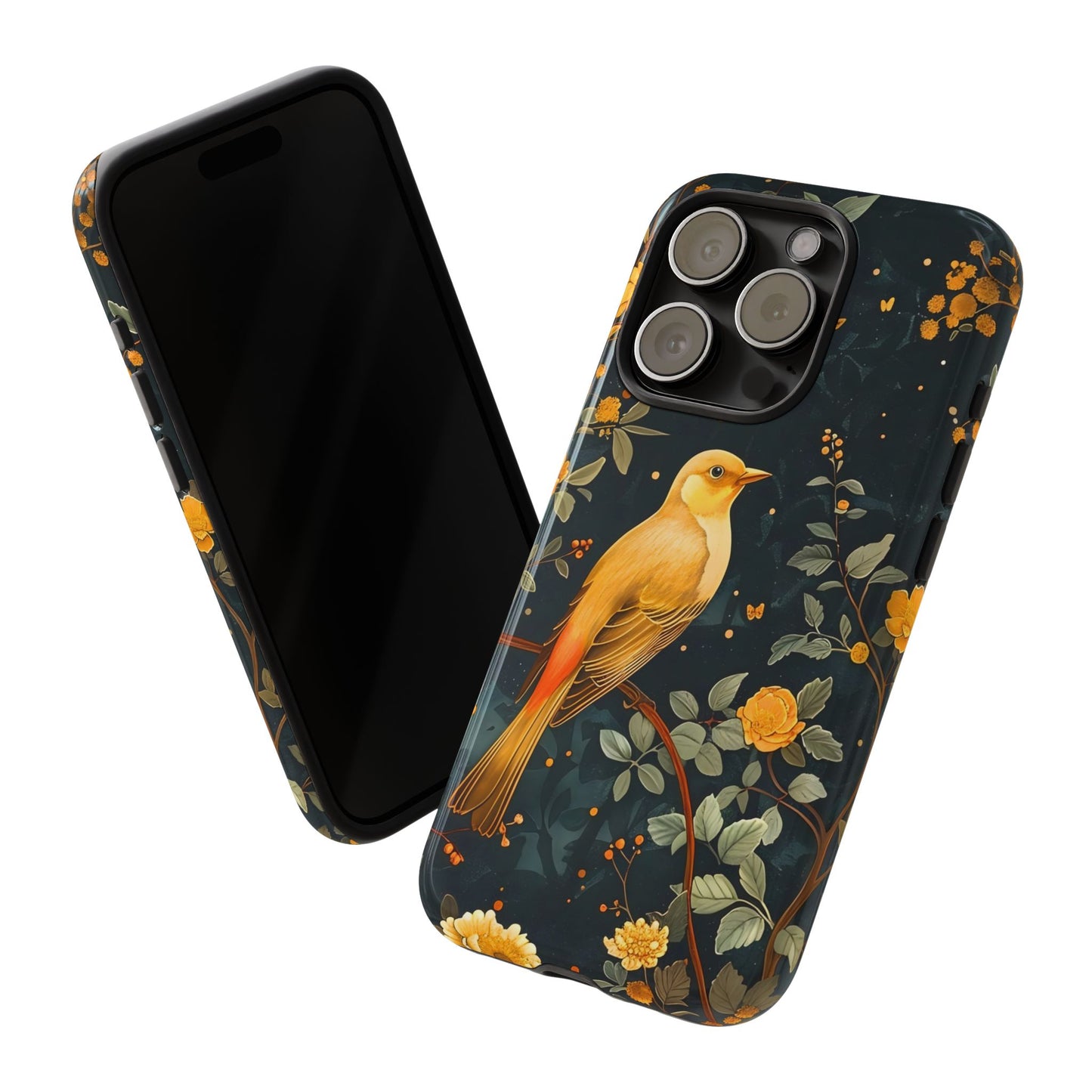Floral Phone Case, Tough Cases with Bird Design, Nature Lover Gift, Stylish Protection, Birthday Present, Floral Phone Cover