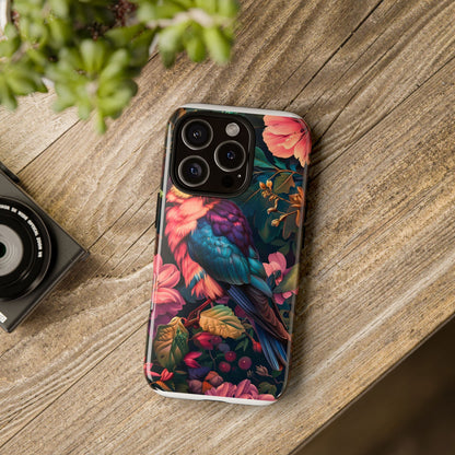 Tough Cases: Vibrant Tropical Bird Phone Case, Floral Smartphone Cover, Nature Lover Gift, Boho Phone Accessory, Cute Bird Case