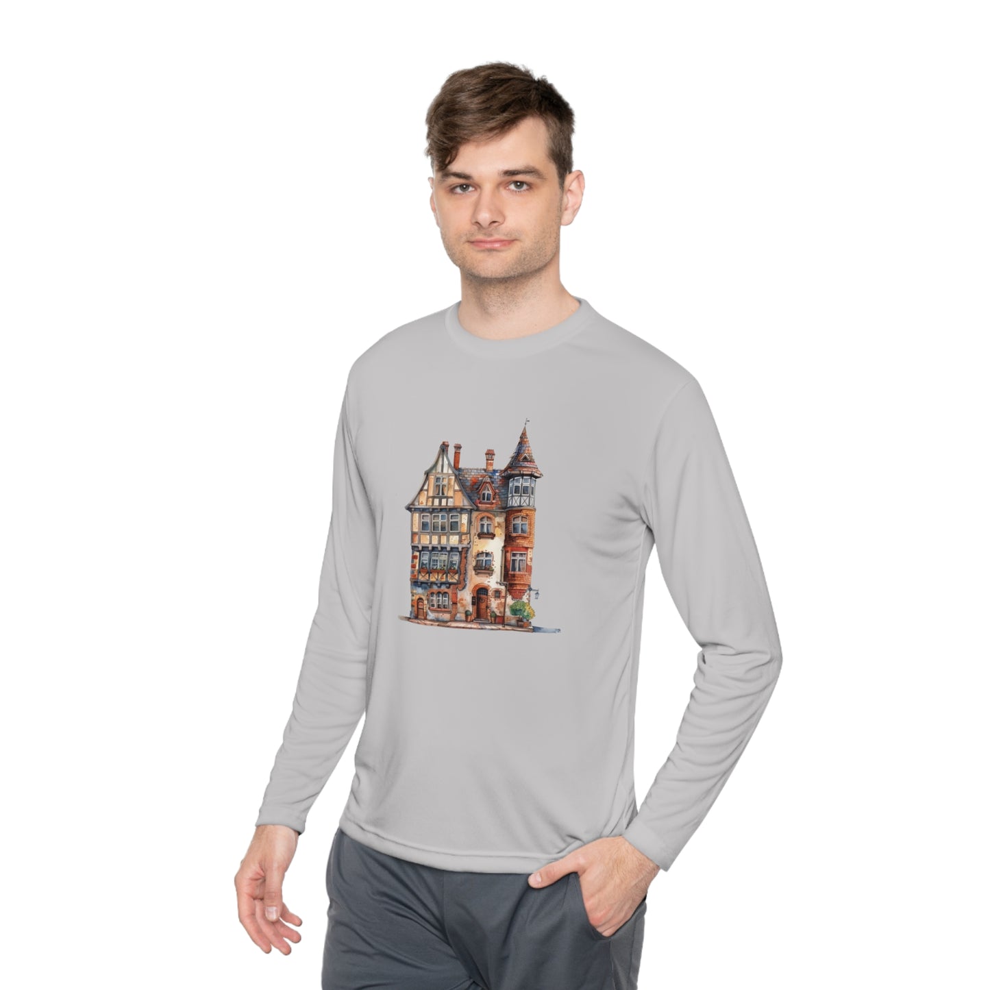 Unisex Lightweight Long Sleeve Tee - British Historic House - Classic Architectural Elegance