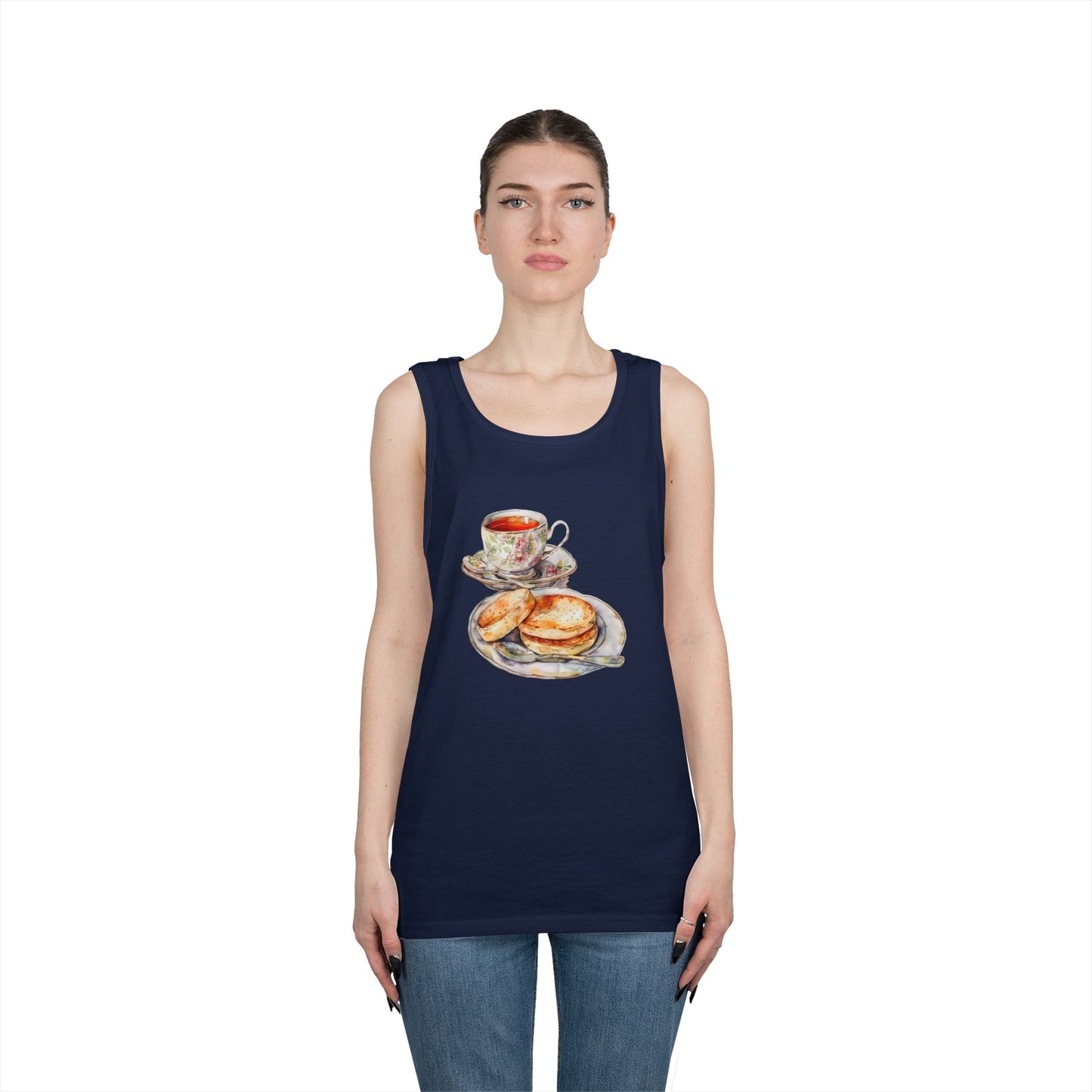Unisex Heavy Cotton Tank Top - Kitchen Wall Art with Food Illustration
