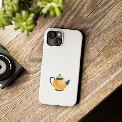 Cute Teapot Slim Phone Case, Tea Lover Gift, Stylish Phone Cover, Unique Gadget Accessory, Phone Protector for Tea Enthusiasts