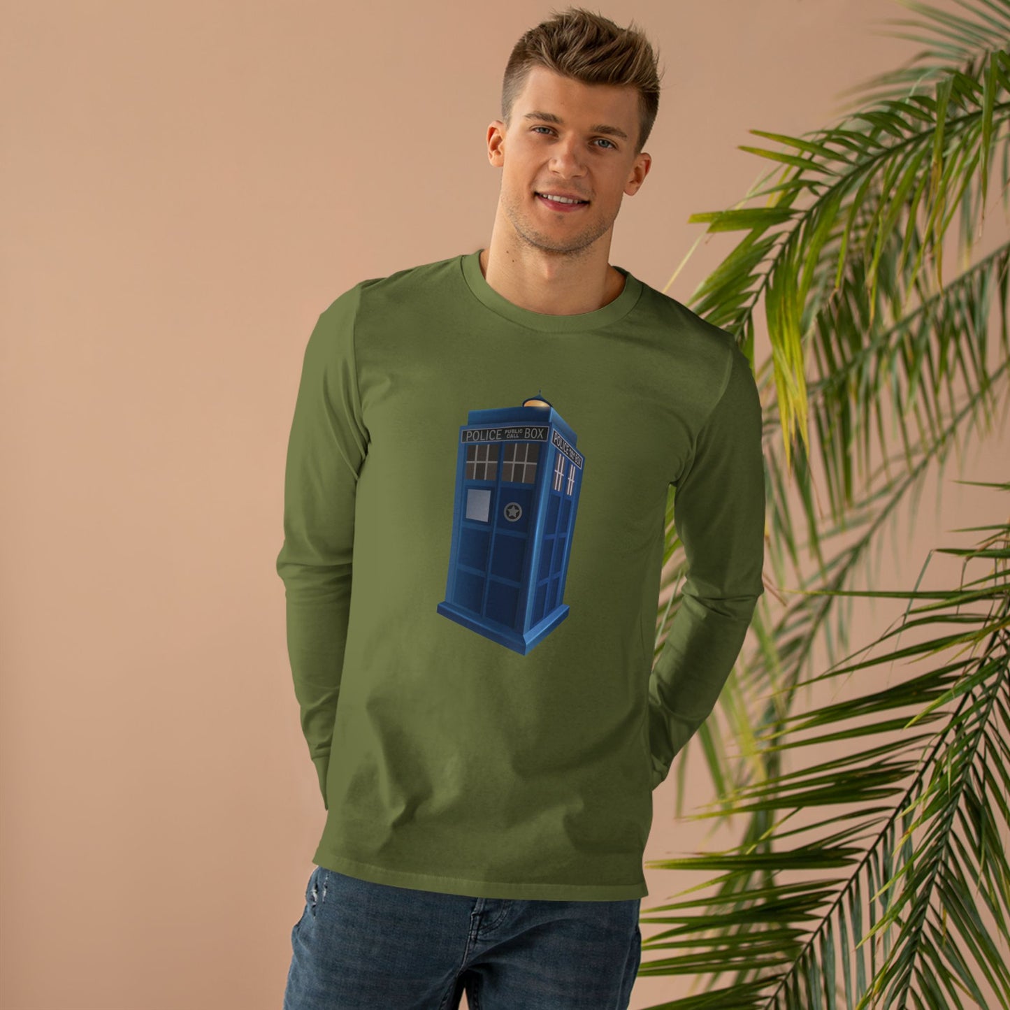 Men’s Base Longsleeve Tee - British Police Public Call Box
