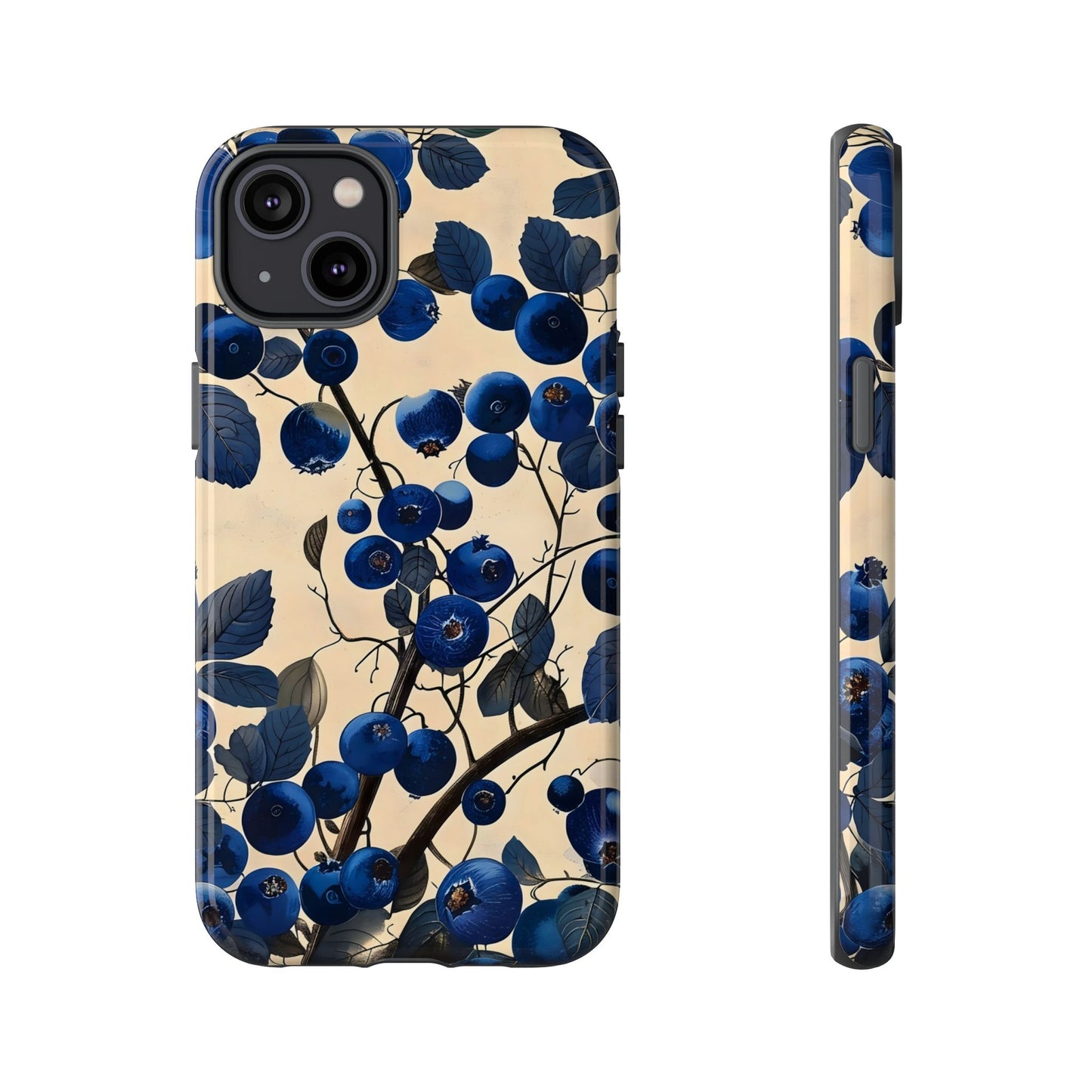 Blue Berry Tough Phone Case, Floral Phone Cover, Stylish Protective Case, Unique Gift for Her, Phone Accessories