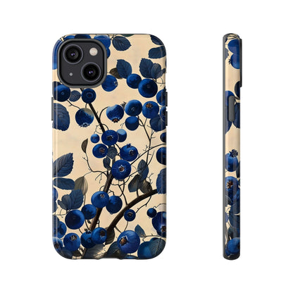Blue Berry Tough Phone Case, Floral Phone Cover, Stylish Protective Case, Unique Gift for Her, Phone Accessories