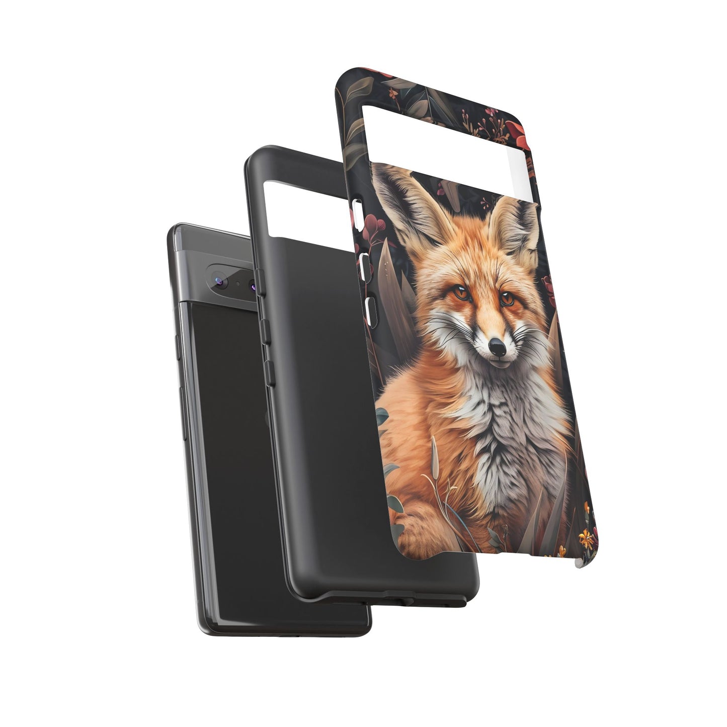 Fox Floral Phone Case, Tough Cases for Animal Lovers, Nature Themed Gift, Cute Phone Cover, Wild Fox Protector