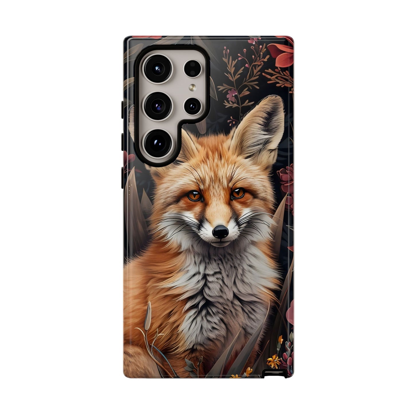 Fox Floral Phone Case, Tough Cases for Animal Lovers, Nature Themed Gift, Cute Phone Cover, Wild Fox Protector