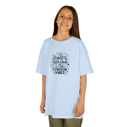 Kids  Heavy Cotton Tee -  Keep Calm London Vibes - Bright Yellow