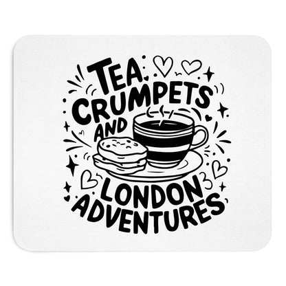 Tea & Crumpets Mouse Pad - Cute Office Decor, Gift for Tea Lovers, London Adventure Theme, Ergonomic Design, Workspace Essentials