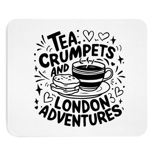 Tea & Crumpets Mouse Pad - Cute Office Decor, Gift for Tea Lovers, London Adventure Theme, Ergonomic Design, Workspace Essentials