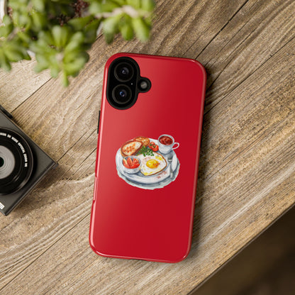 Breakfast-Inspired Phone Case, Tough Phone Covers, Foodie Gifts, Unique Accessories, Cute Kitchen Decor, Red Phone Case