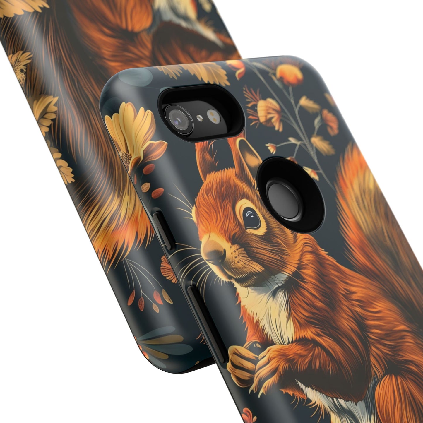Squirrel Floral Phone Case, Tough Cases for Nature Lovers, Cute Animal Design, Fall Aesthetic, Perfect Gift for Her