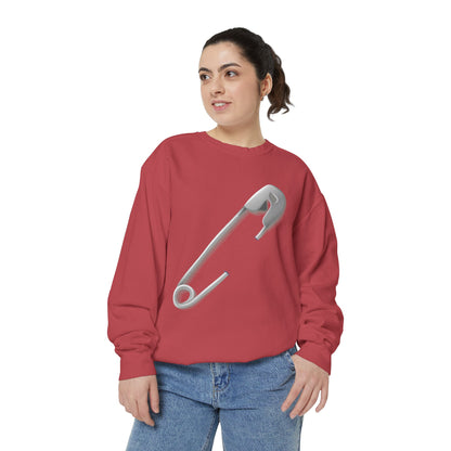 Unisex Garment-Dyed Sweatshirt - Minimalist Safety Pin Design