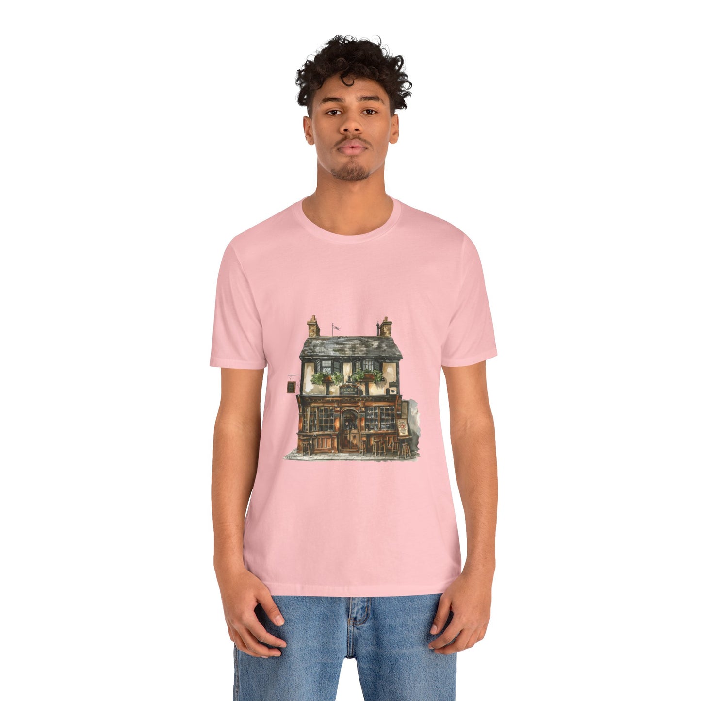 Unisex Jersey Short Sleeve Tee - Charming British Vintage Building