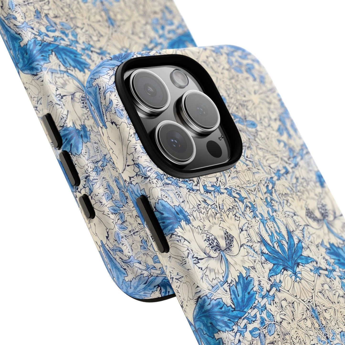 Elegant Floral Phone Case, Tough iPhone Cover, Stylish Mobile Protector, Blue Patterned Case, Unique Gift for Her