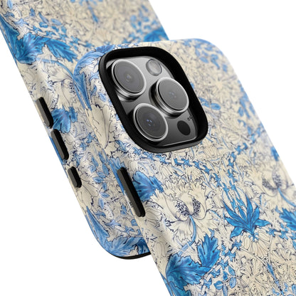 Elegant Floral Phone Case, Tough iPhone Cover, Stylish Mobile Protector, Blue Patterned Case, Unique Gift for Her