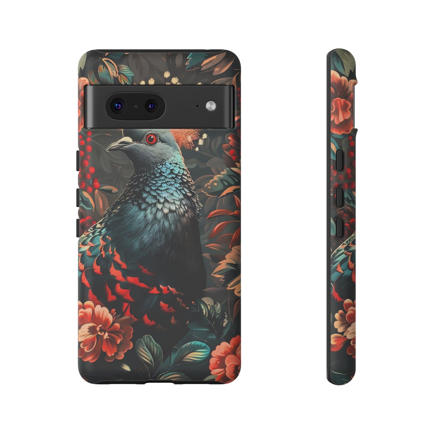 Floral Peacock Phone Case, Tough Cases, Artistic Phone Cover, Unique Gift, Nature Lover Accessory, Protective Case