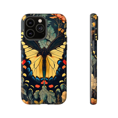 Butterfly Floral Phone Case, Art-inspire Tough Case, Gift for Nature Lovers, Butterfly Pattern Cover, Eco-Friendly Mobile Accessory