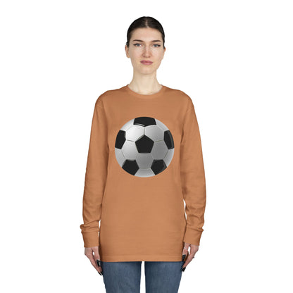 Long Sleeve Crewneck Tee - Dynamic Football Design - Sports Passion and Energy