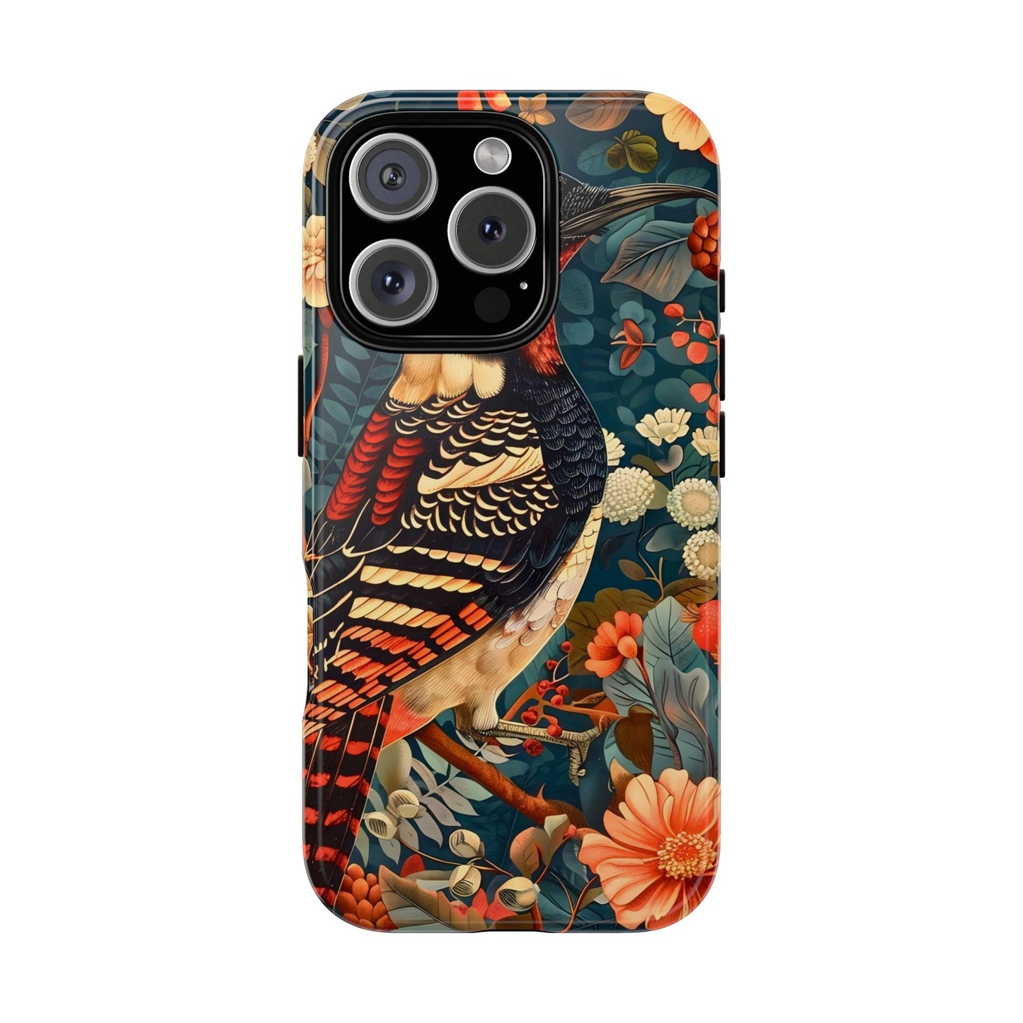 Nature-Inspired Phone Case with Floral Art, Tough Phone Cover, Protective Case, Gift for Nature Lovers, Unique Phone Accessory
