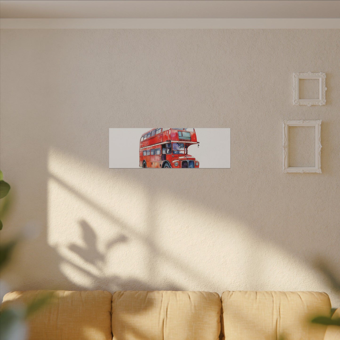 London Red Double-Decker Bus Art Canvas Print, Wall Decor for Travel Lovers, Home Office Gift, Unique Artwork for All Occasions