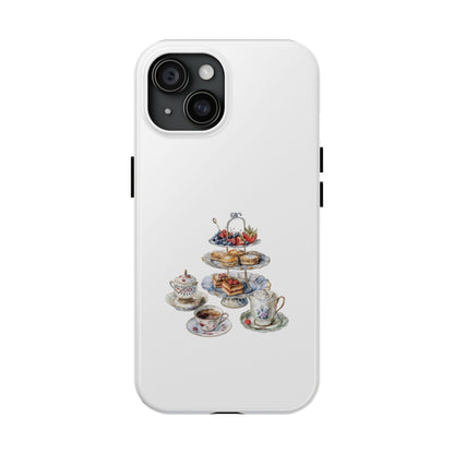 Vintage Tea Party Tough Phone Case - Durable Phone Protector with Charming Tea Set Design