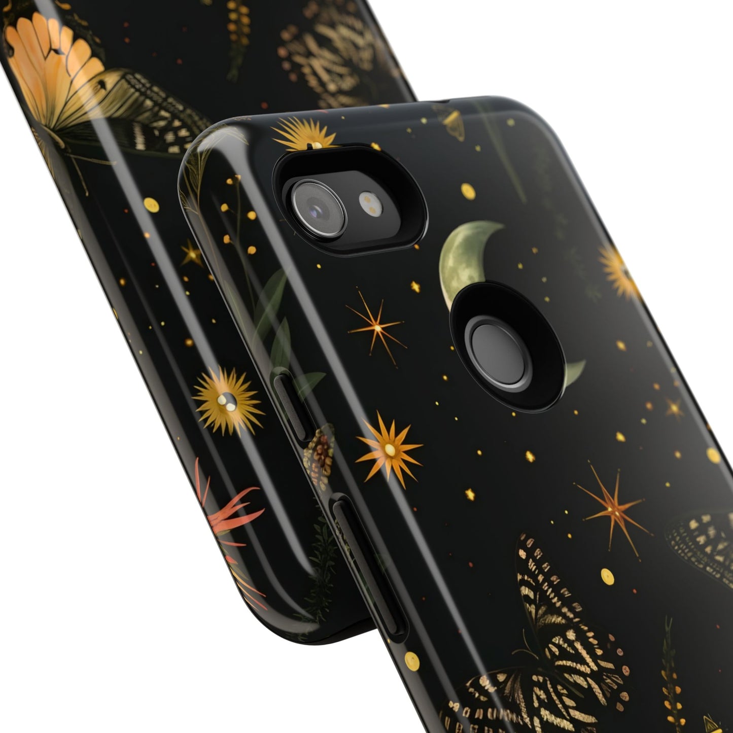 Floral Phone Case - Tough Cases with Moon and Butterflies, Bohemian Chic, Gift for Nature Lovers, Unique Tech Accessories, Stylish [...]