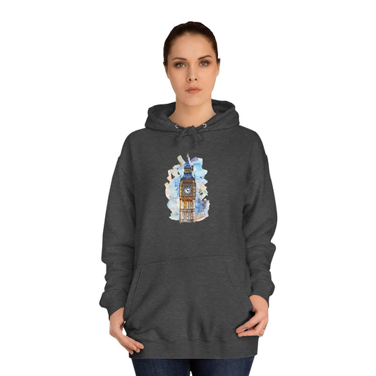 Unisex College Hoodie - Towering Time - Big Ben and British Heritage