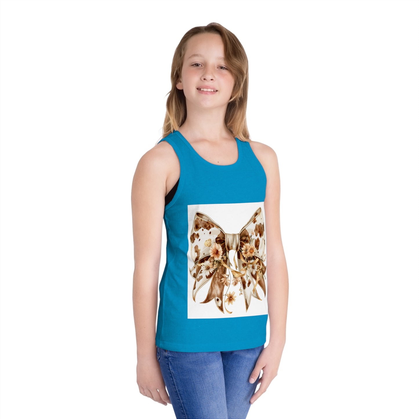 Floral Bow Kids Jersey Tank Top – Cute Summer Style