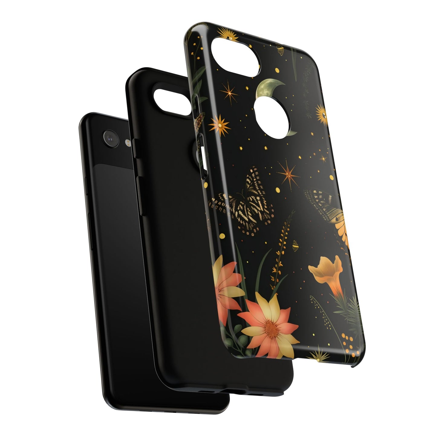 Floral Phone Case - Tough Cases with Moon and Butterflies, Bohemian Chic, Gift for Nature Lovers, Unique Tech Accessories, Stylish [...]