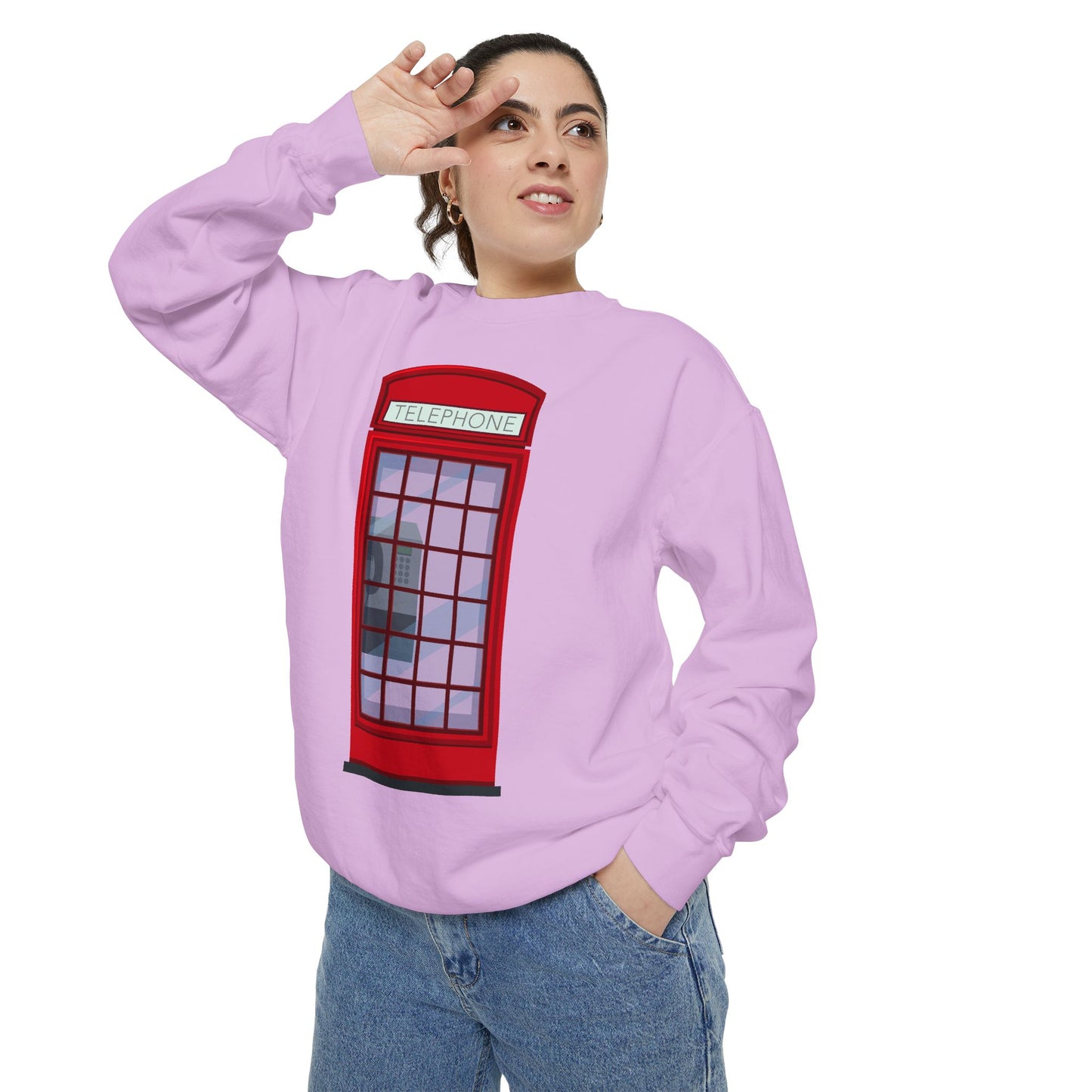 Unisex Garment-Dyed Sweatshirt - Iconic British Public Telephone