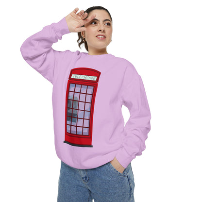 Unisex Garment-Dyed Sweatshirt - Iconic British Public Telephone
